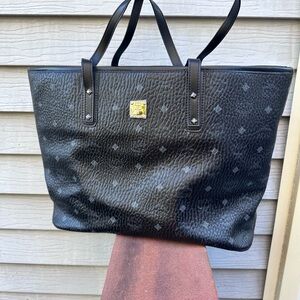 MCM Black Textured Tote Bag